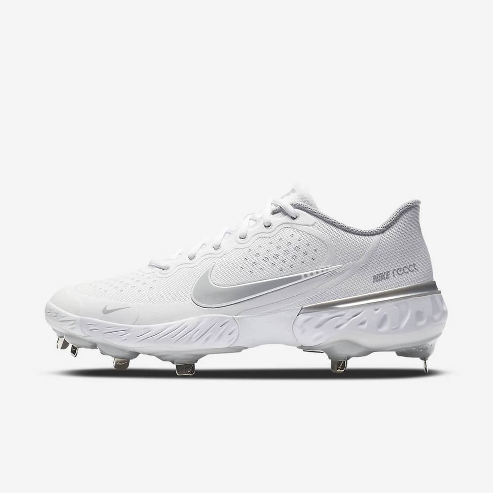 Crampon Baseball Nike Alpha Huarache Elite 3 Low Blanche 7203-896 White/White/Electric Green/Light Solar Flare Heather Femme | AWE-12427655